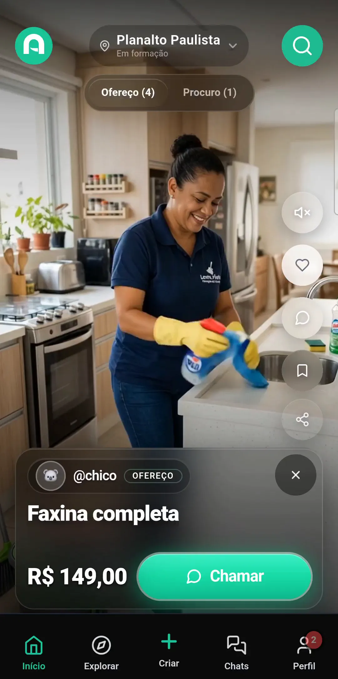 Feed vertical da Uanna com serviços em vídeo